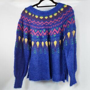 Time and Tru Women's Fair Isle Pullover Sweater Crew Neck Size M 8-10 (PP-5)